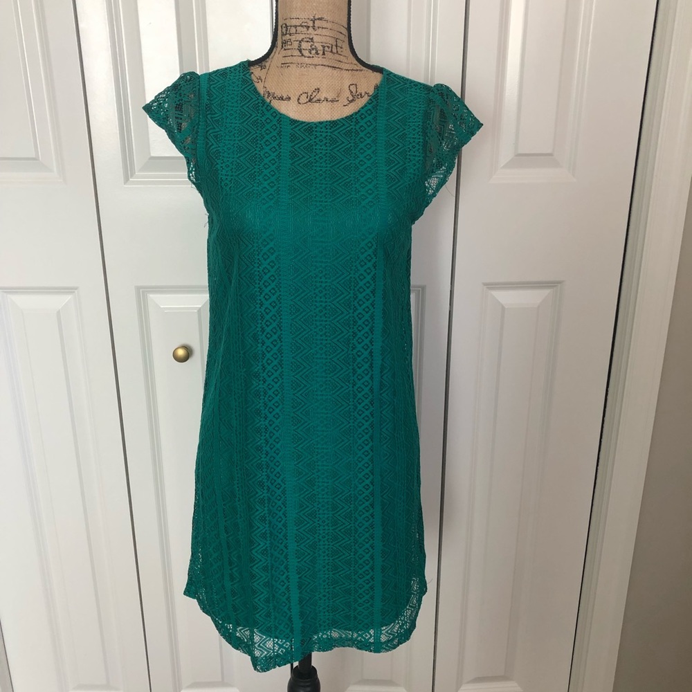 Emerald green lace dress